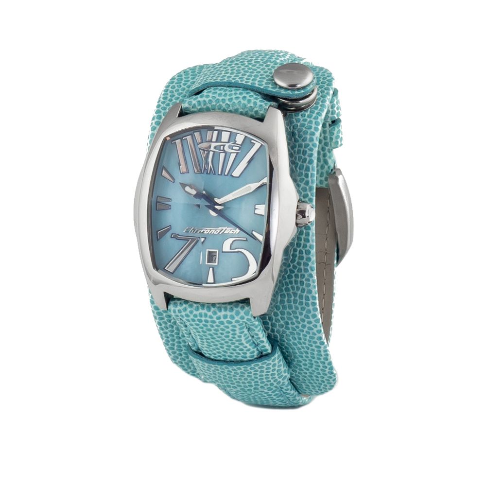 Chronotech Elegante blaue Leder-Armbanduhr