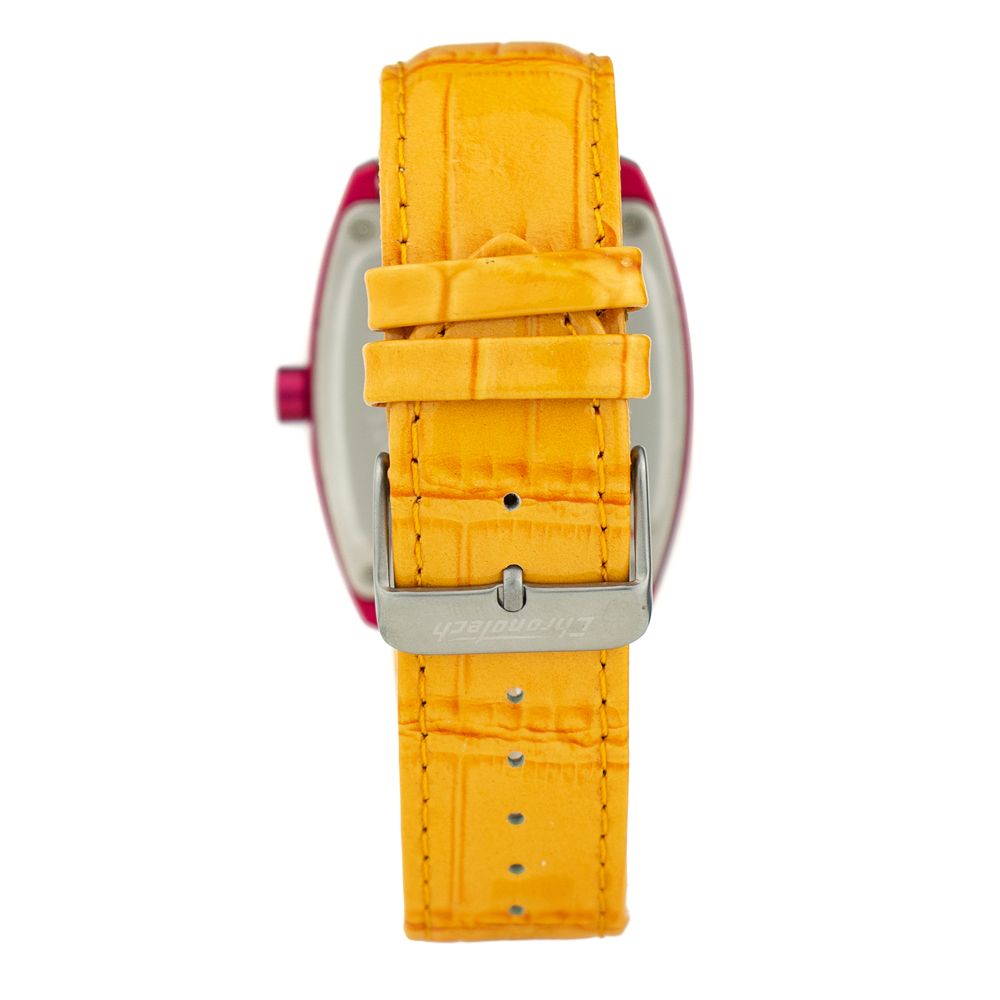 Chronotech Orangerotes Leder-Cocktailuhr