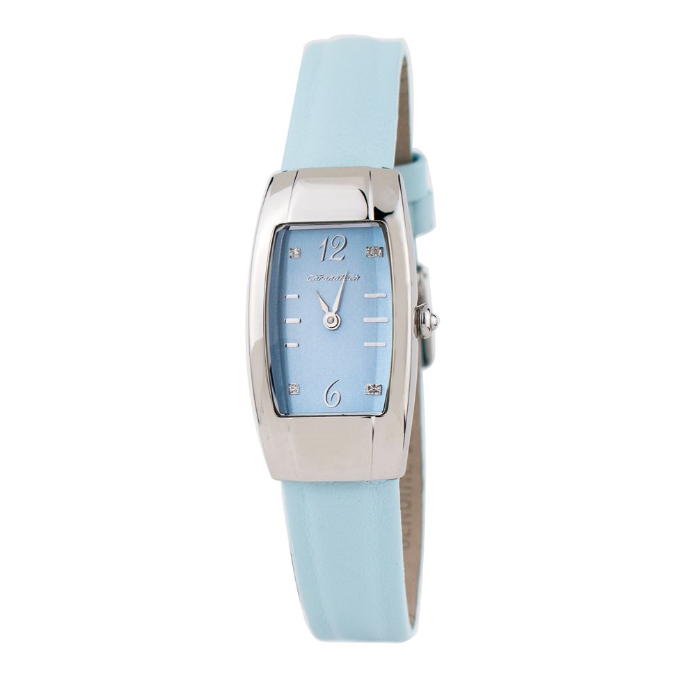 Chronotech Elegante blaue Leder-Armbanduhr