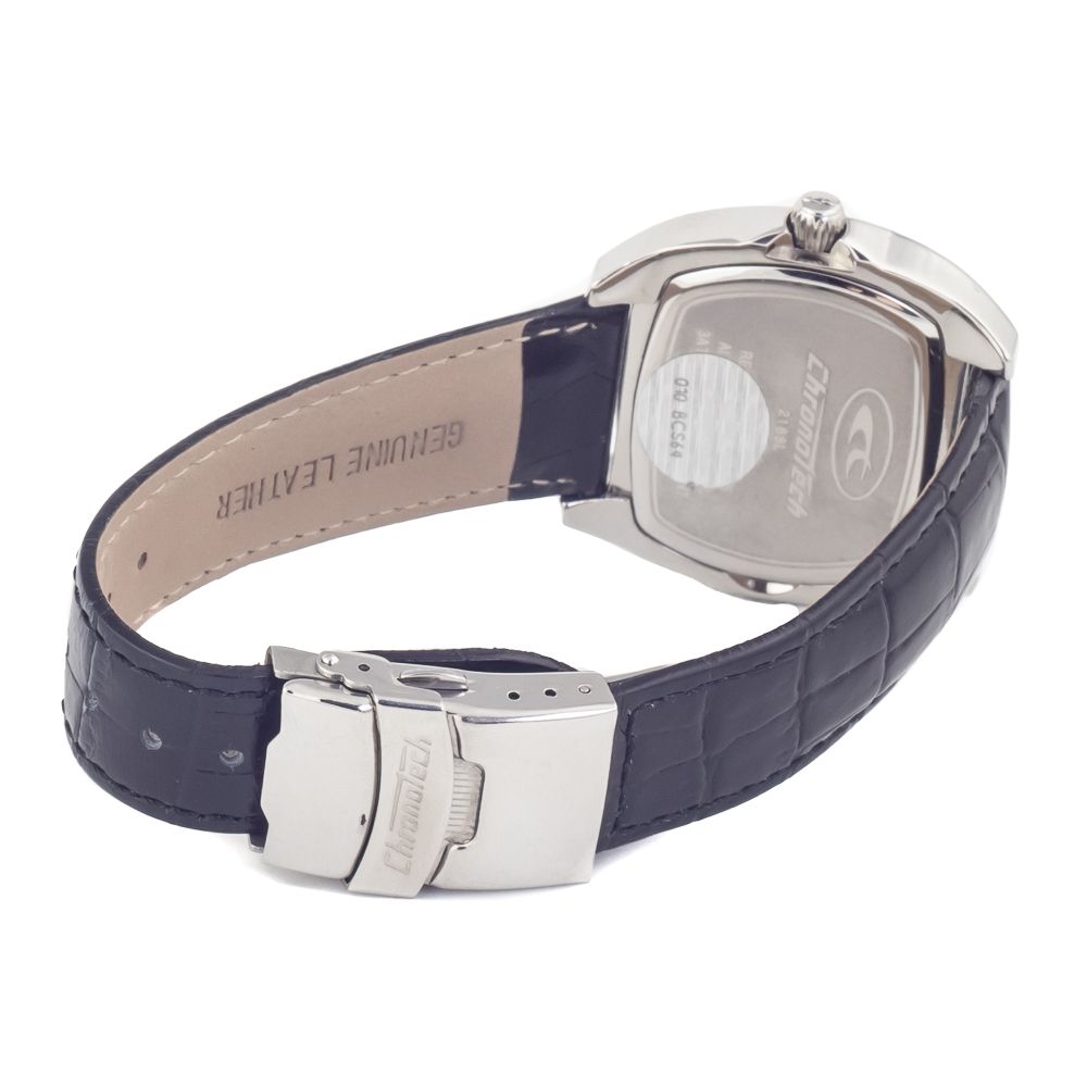 Chronotech Schwarze Leder-Kleidungsuhr