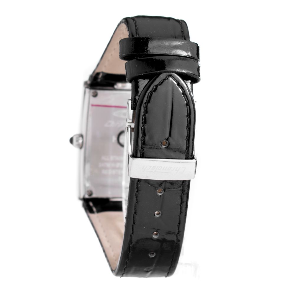 Chronotech Schwarze Leder-Kleidungsuhr