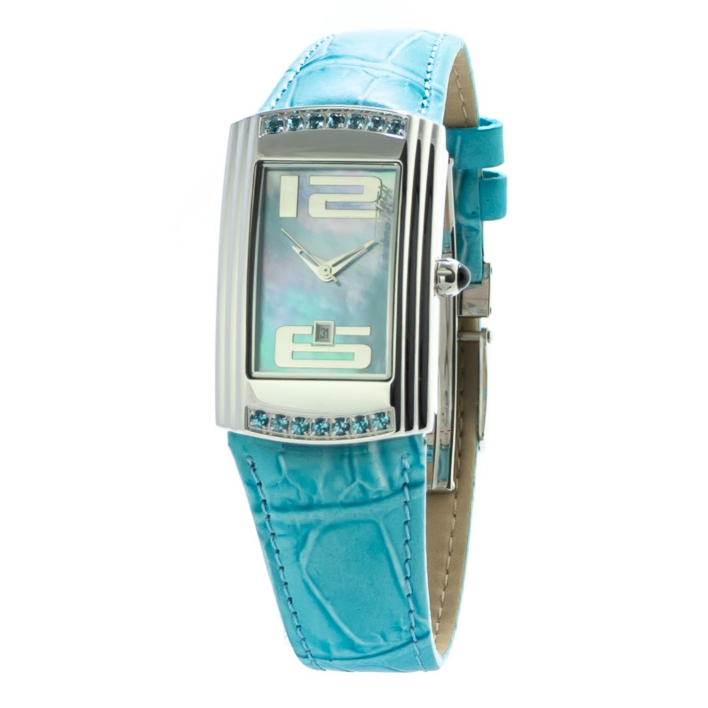 Chronotech Elegante blaue Leder-Armbanduhr