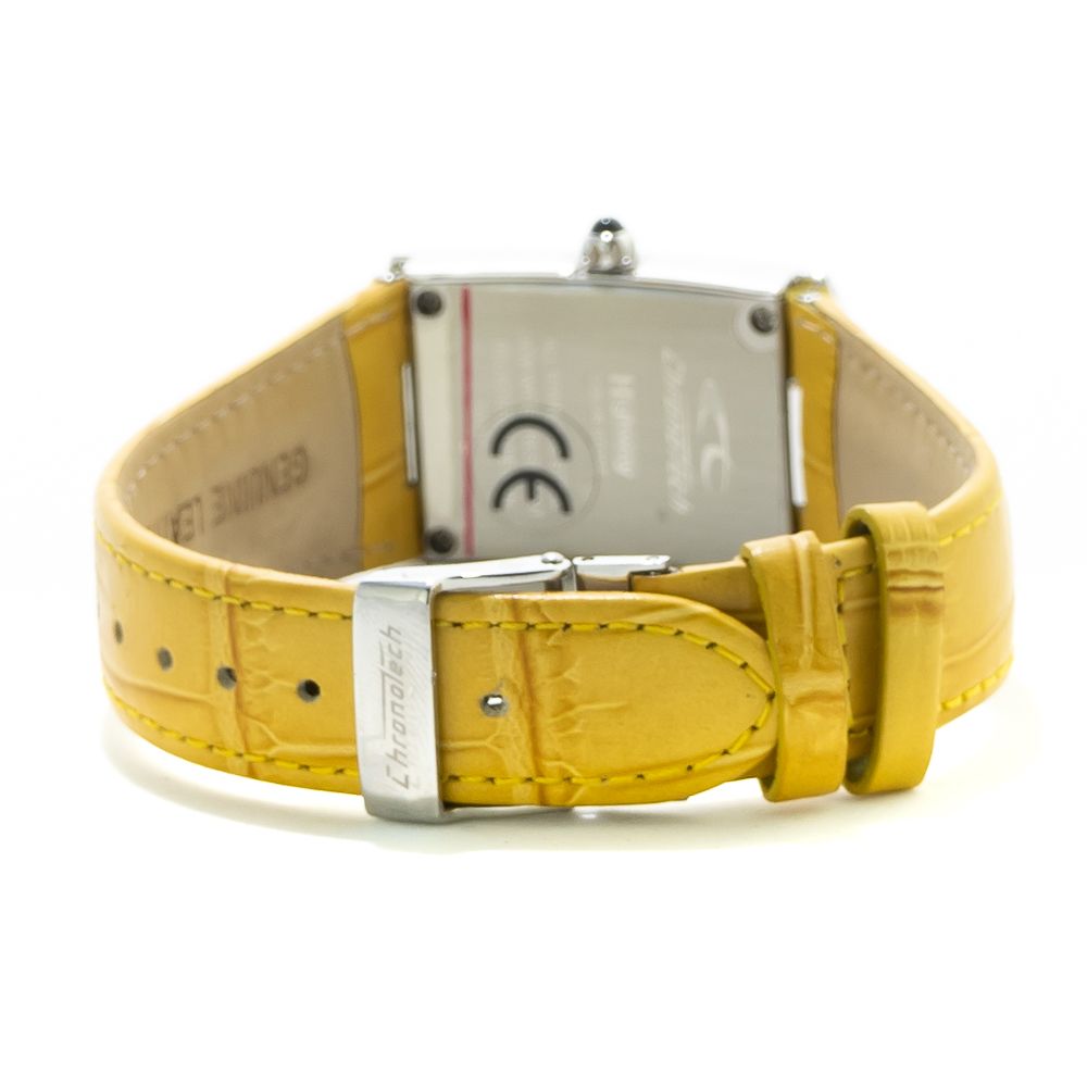 Chronotech Gelbe Leder-Armbanduhr