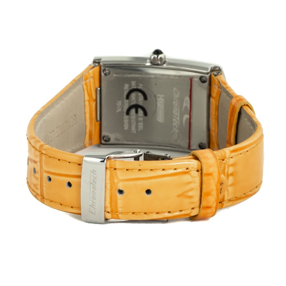 Chronotech Orange Leder-Armbanduhr