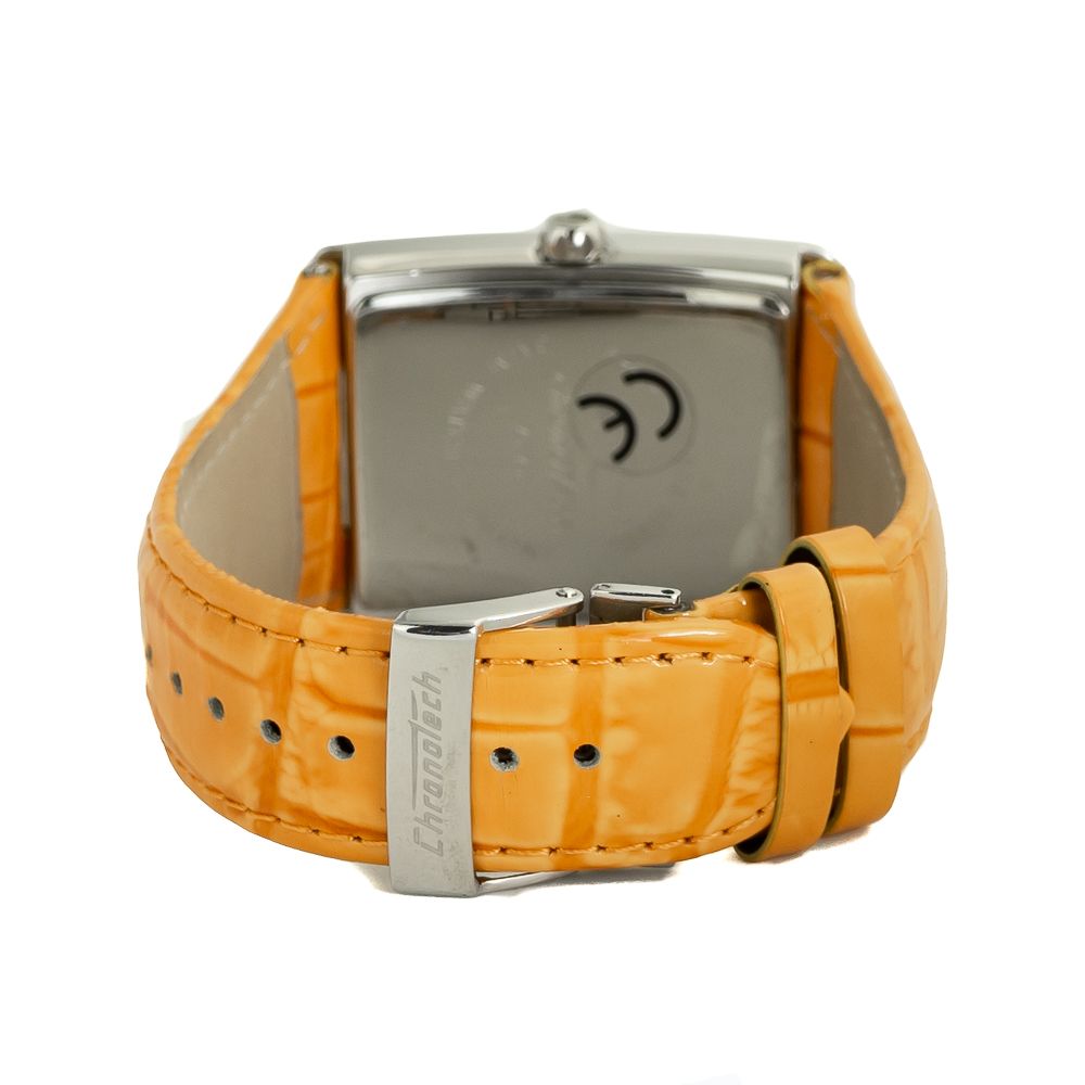 Chronotech Orangerotes Leder-Kleidungsstück-Armbanduhr