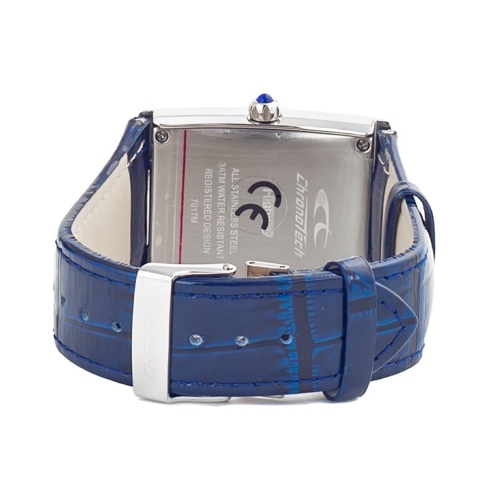Chronotech Elegante blaue Leder-Armbanduhr