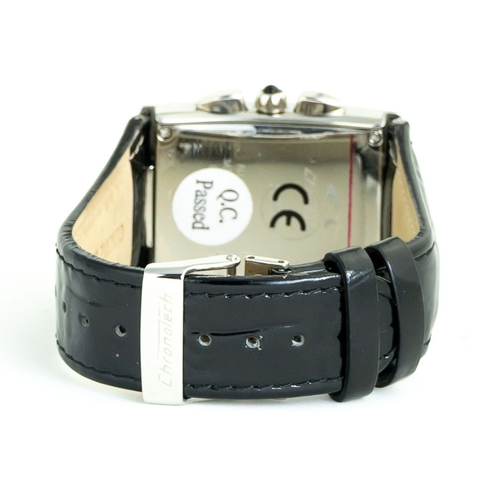 Chronotech Schwarze Leder-Cocktailuhr