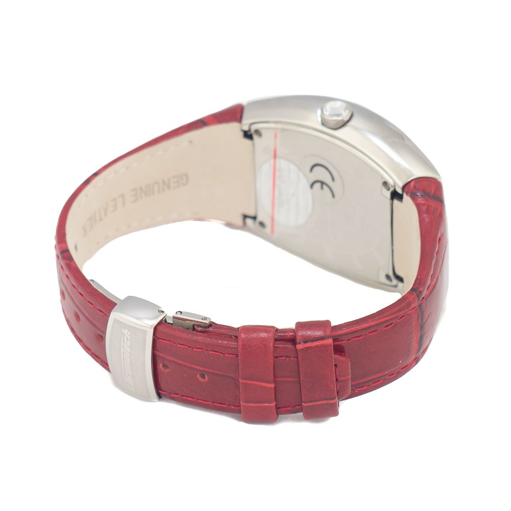 Chronotech Rote Leder-Kleid-Uhr