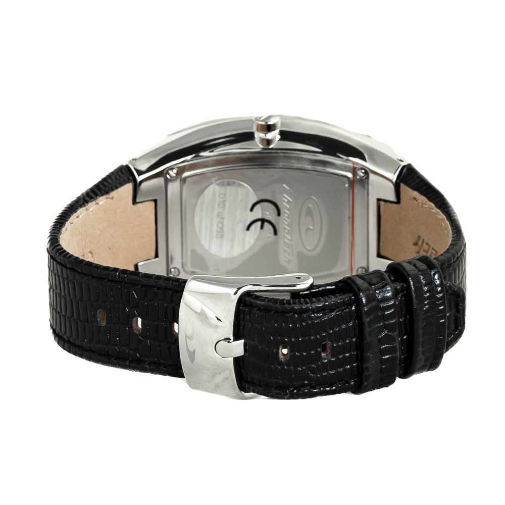 Chronotech Schwarze Leder-Kleidungsuhr