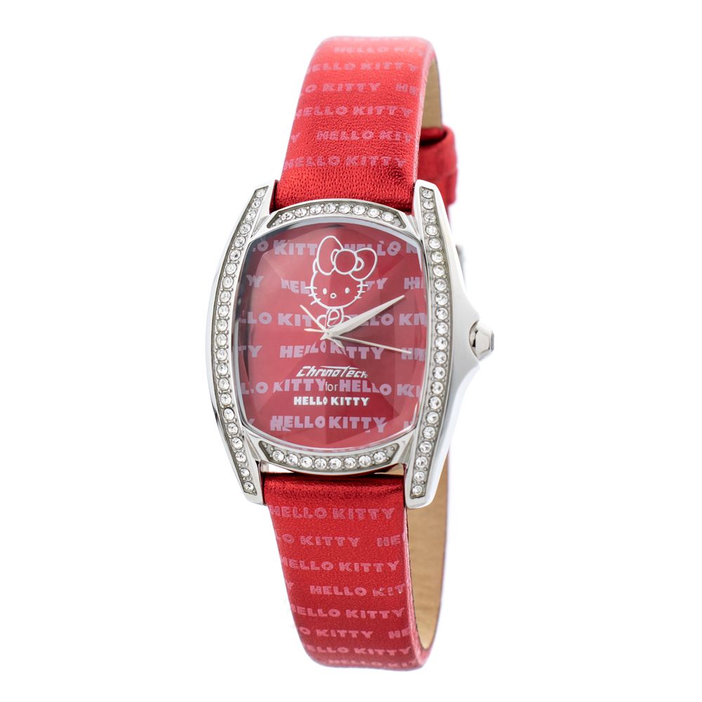 Chronotech Rote Leder-Kleid-Uhr