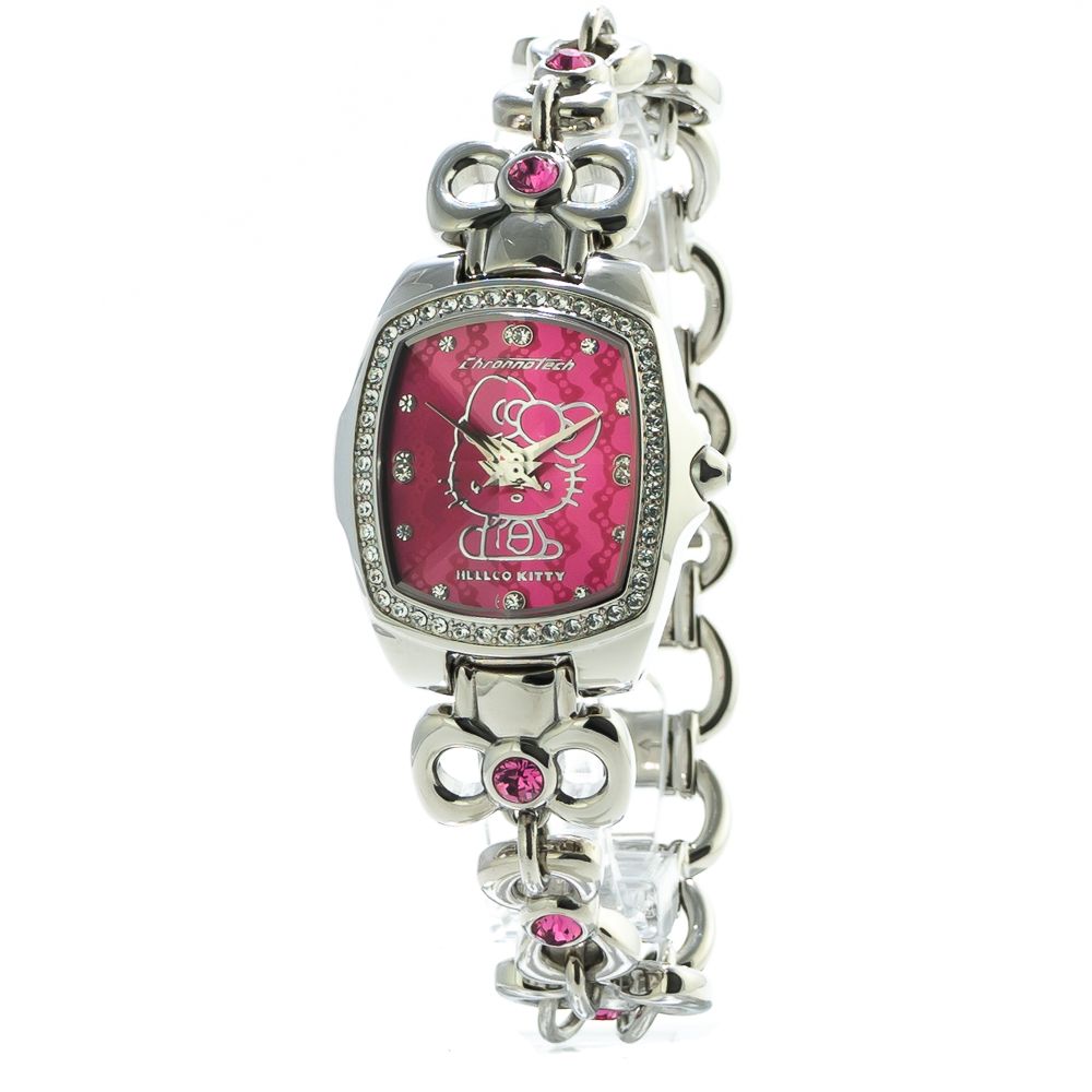 Chronotech Silberne Edelstahl-Armbanduhr