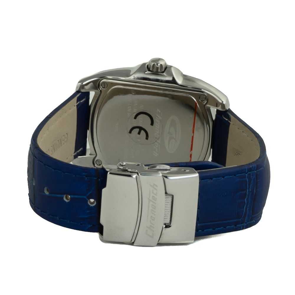 Chronotech Elegante blaue Leder-Armbanduhr