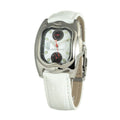 Chronotech Elegante Leder-Armbanduhr in Weiß