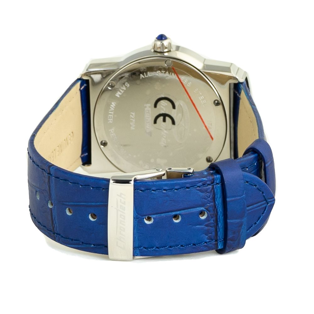 Chronotech Elegante blaue Leder-Armbanduhr