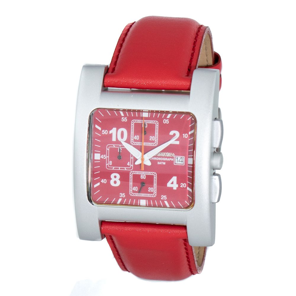 Chronotech Rote Leder-Armbanduhr