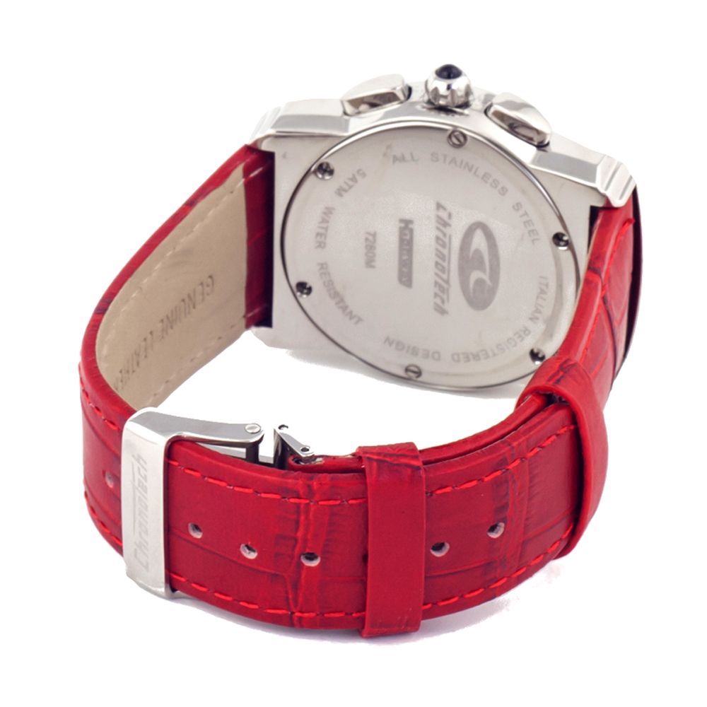Chronotech Rote Leder-Kleid-Uhr