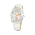 Chronotech Elegante Leder-Armbanduhr in Weiß