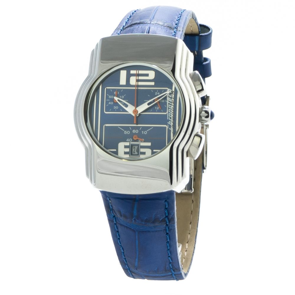 Chronotech Elegante blaue Leder-Armbanduhr