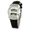 Chronotech Schwarze Leder-Cocktailuhr
