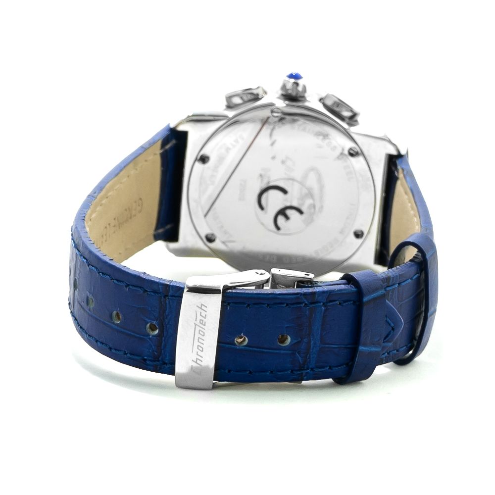 Chronotech Elegante blaue Leder-Armbanduhr