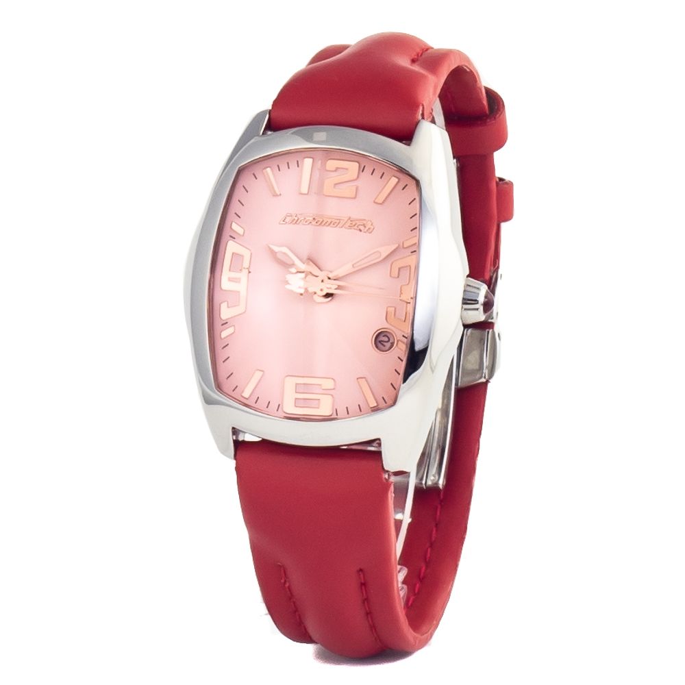 Chronotech Rote Leder-Kleid-Uhr