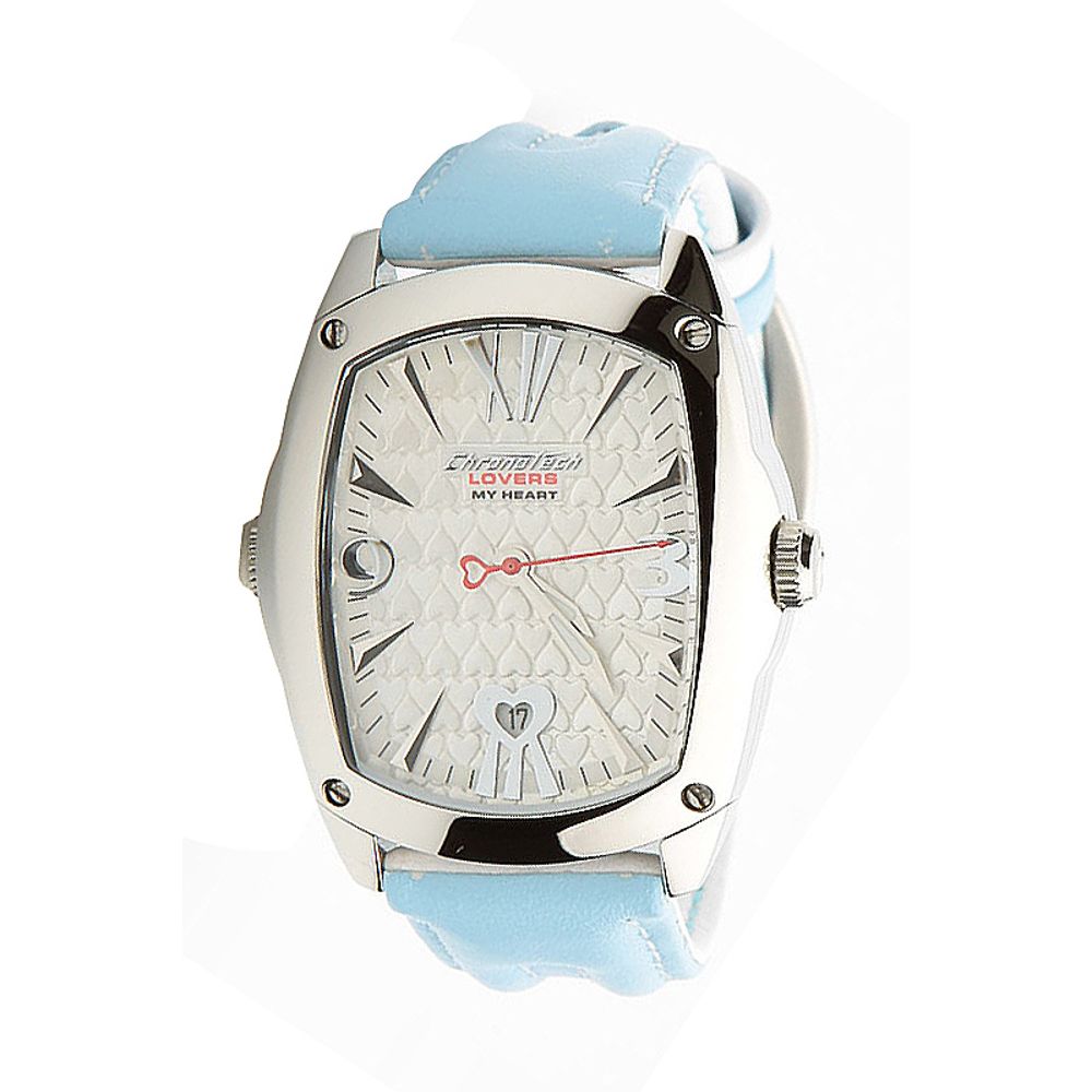 Chronotech Elegante blaue Leder-Armbanduhr