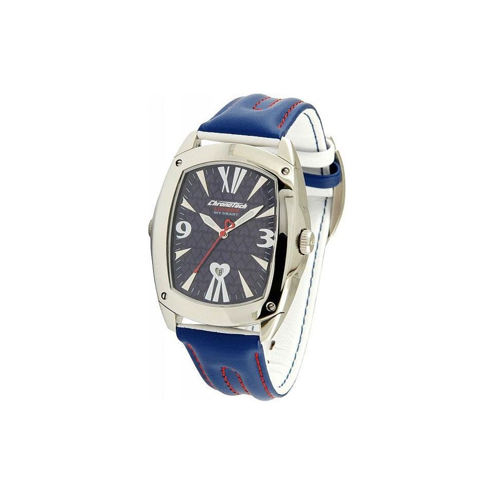 Chronotech Elegante blaue Leder-Armbanduhr