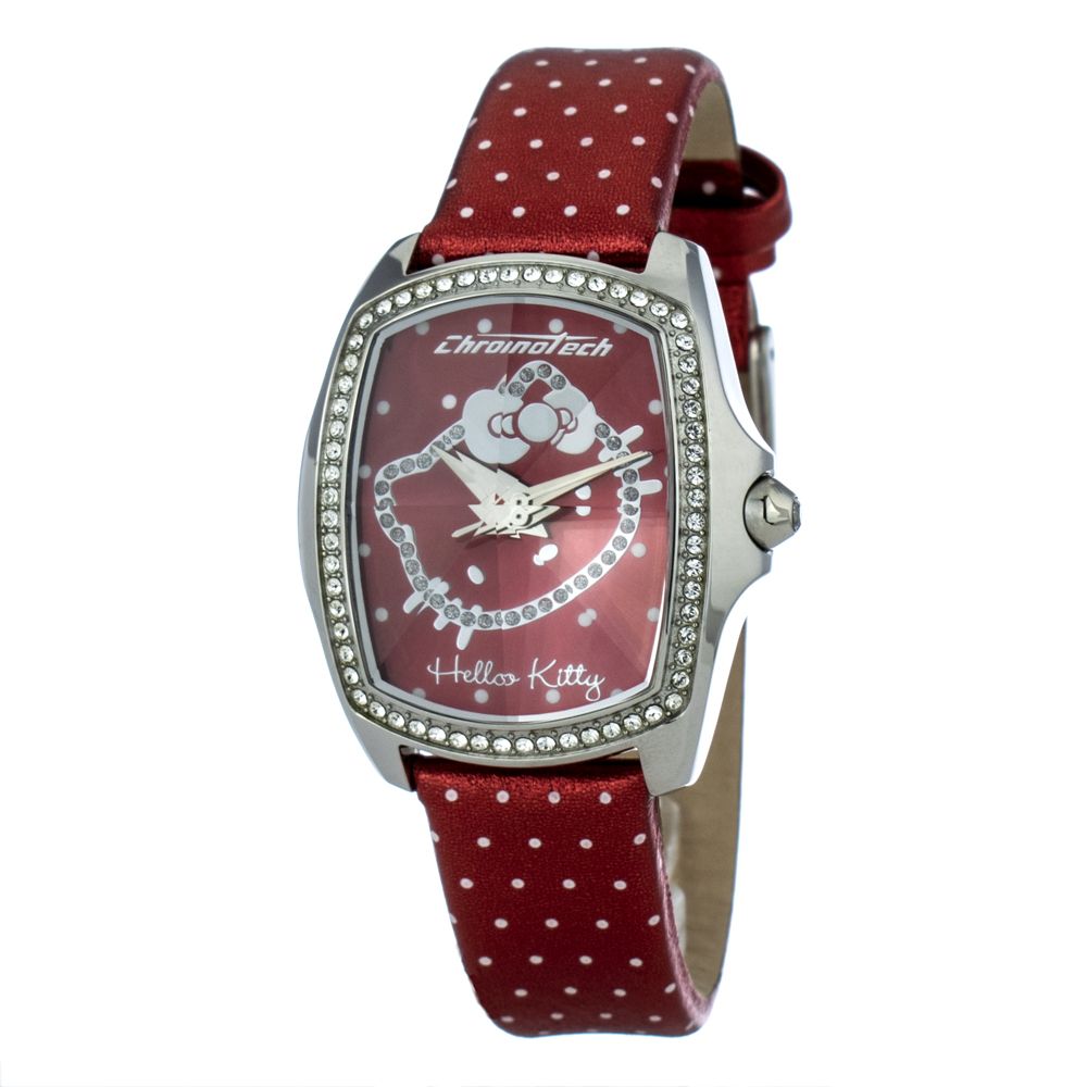 Chronotech Rote Leder-Kleid-Uhr