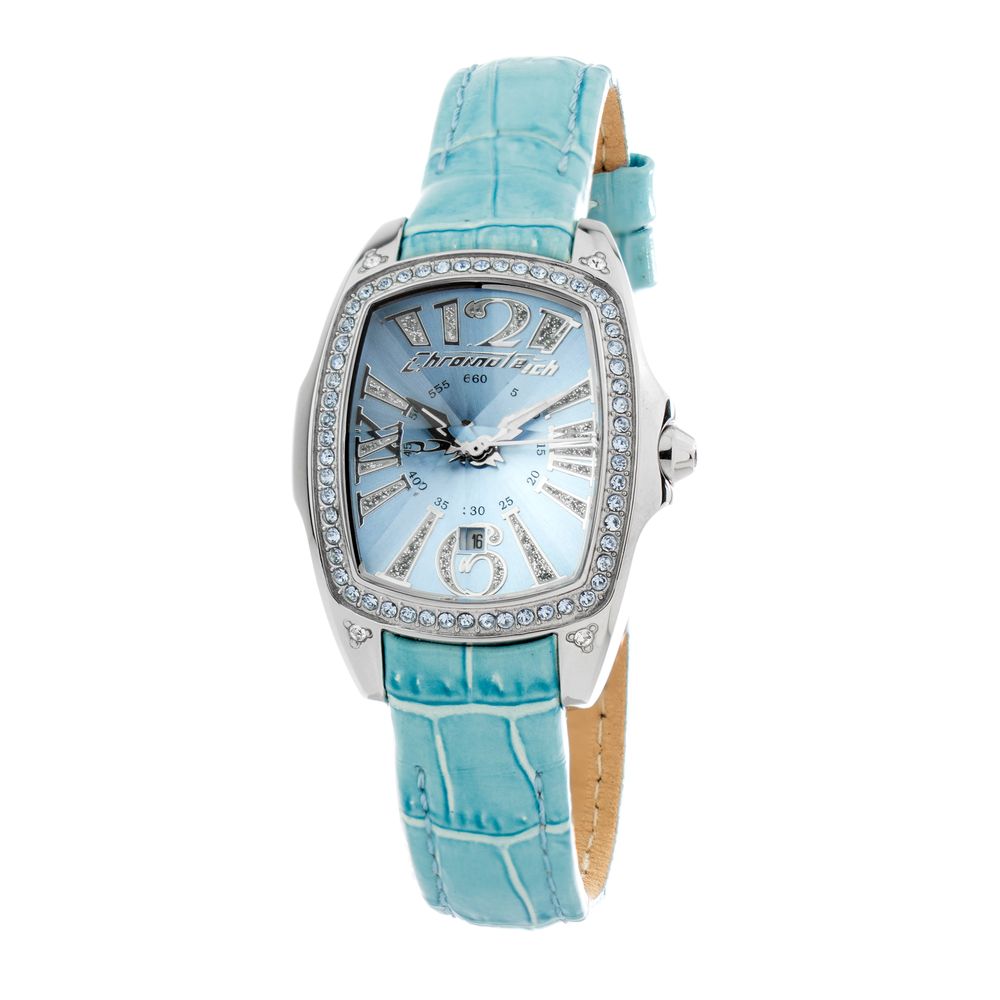 Chronotech Elegante blaue Leder-Armbanduhr