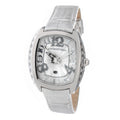 Chronotech Silberne Leder-Armbanduhr