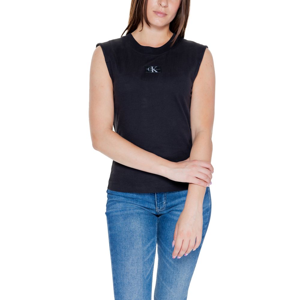 Calvin Klein Jeans Schwarzes T-Shirt aus Baumwolle