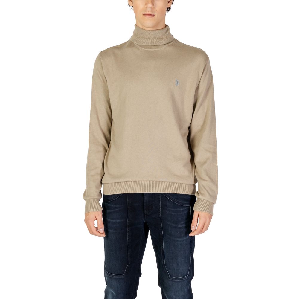 U.S. POLO ASSN. Beigefarbener Baumwoll-Rollkragenpullover