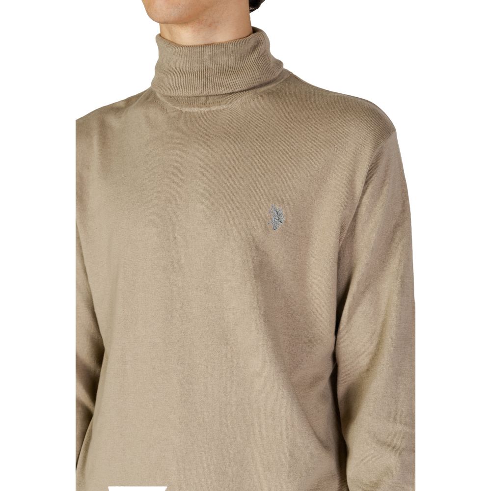 U.S. POLO ASSN. Beigefarbener Baumwoll-Rollkragenpullover