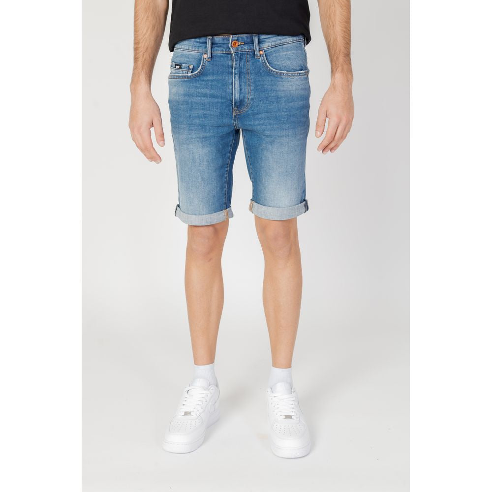 Gas Blaue Baumwoll-Bermuda-Shorts