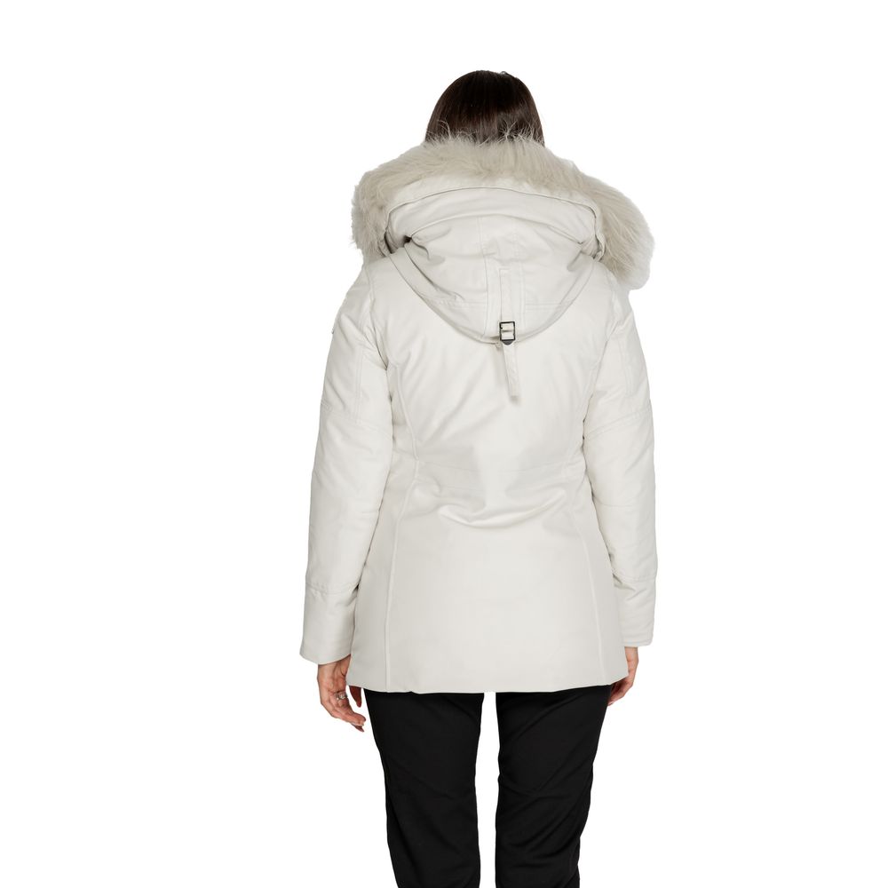 Blauer Weißer Polyester-Parka