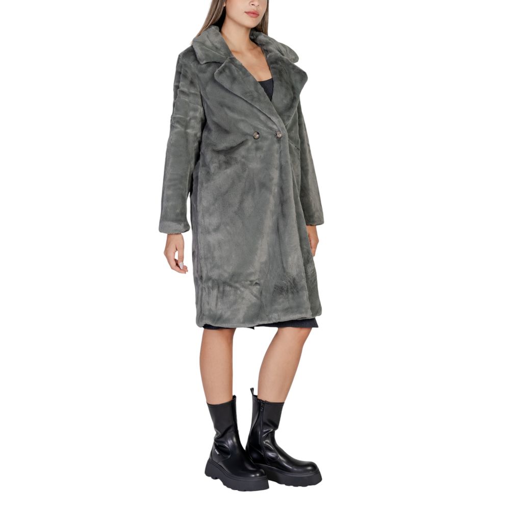 ICHI Schwarzer Polyester-Mantel