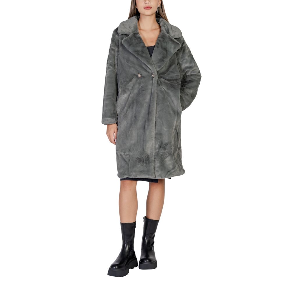 ICHI Schwarzer Polyester-Mantel