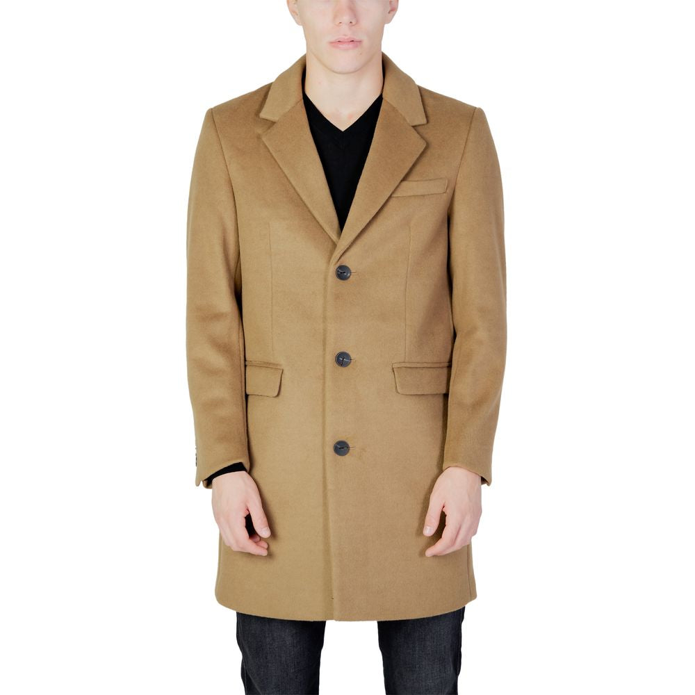 Antony Morato Beigefarbener Polyester-Mantel