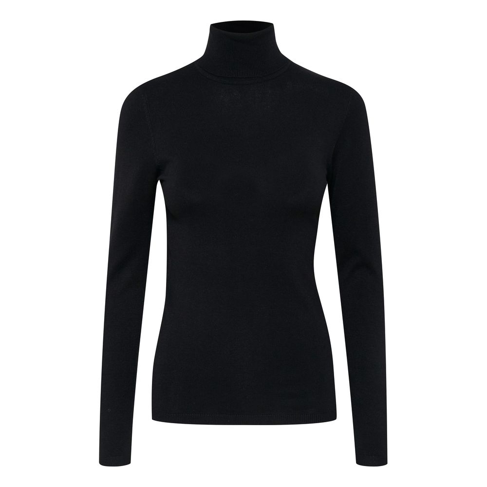 ICHI Schwarzer Viskose-Rollkragenpullover