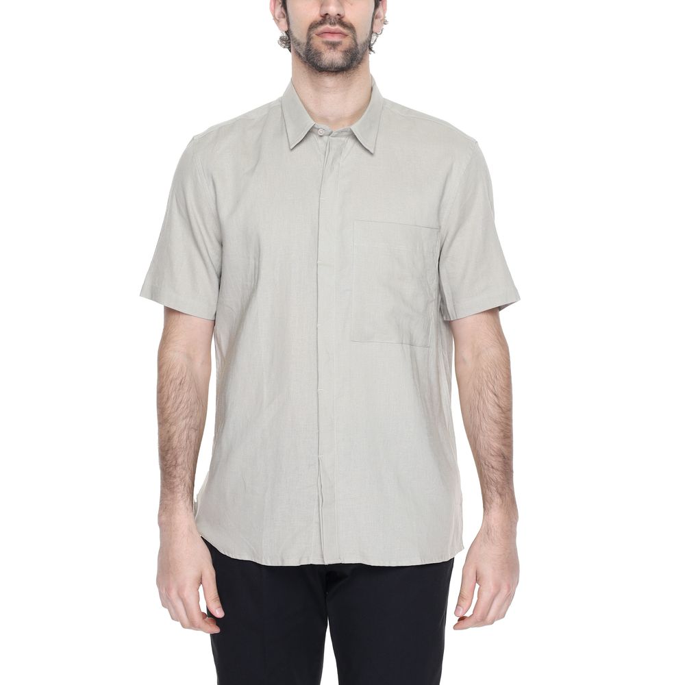 Antony Morato Beige Leinen-Kurzarmhemd