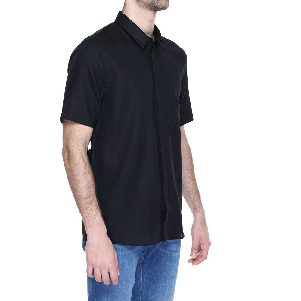 Antony Morato Schwarzes Leinen-Kurzarmhemd