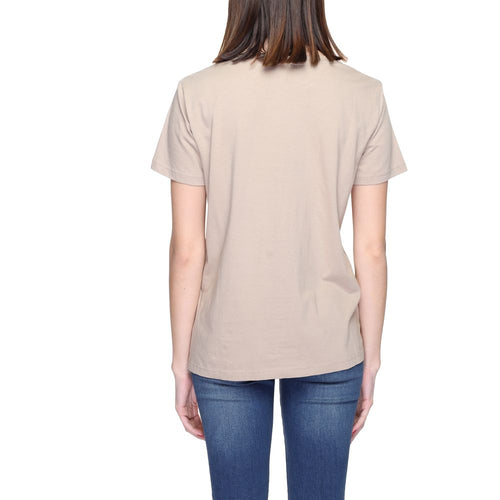 Blauer Beigefarbenes T-Shirt aus Baumwolle