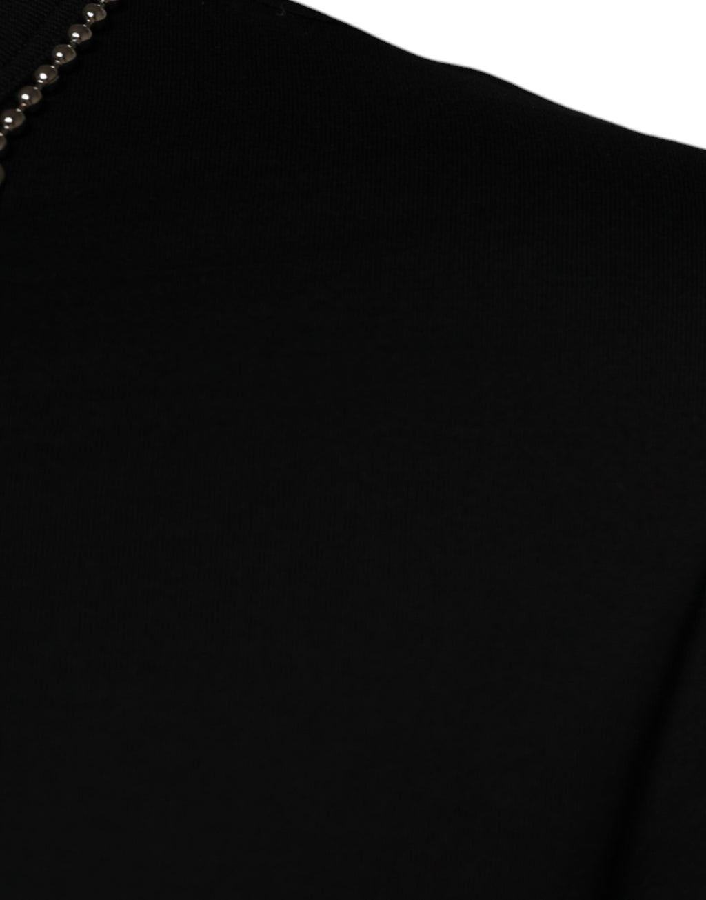Dolce & Gabbana Schwarzes Baumwoll-T-Shirt mit bestickter Halskette