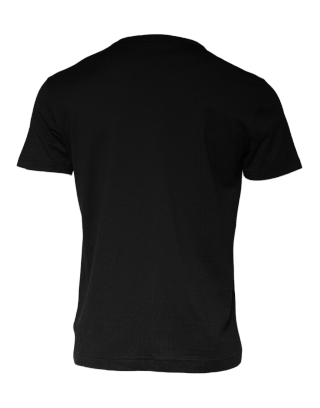 Dolce & Gabbana Schwarzes Baumwoll-T-Shirt mit bestickter Halskette