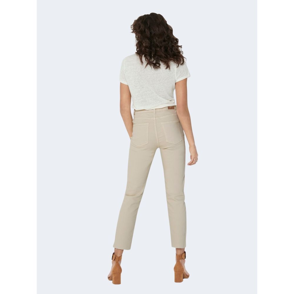 Only Beigefarbene Baumwoll-Mom-Jeans