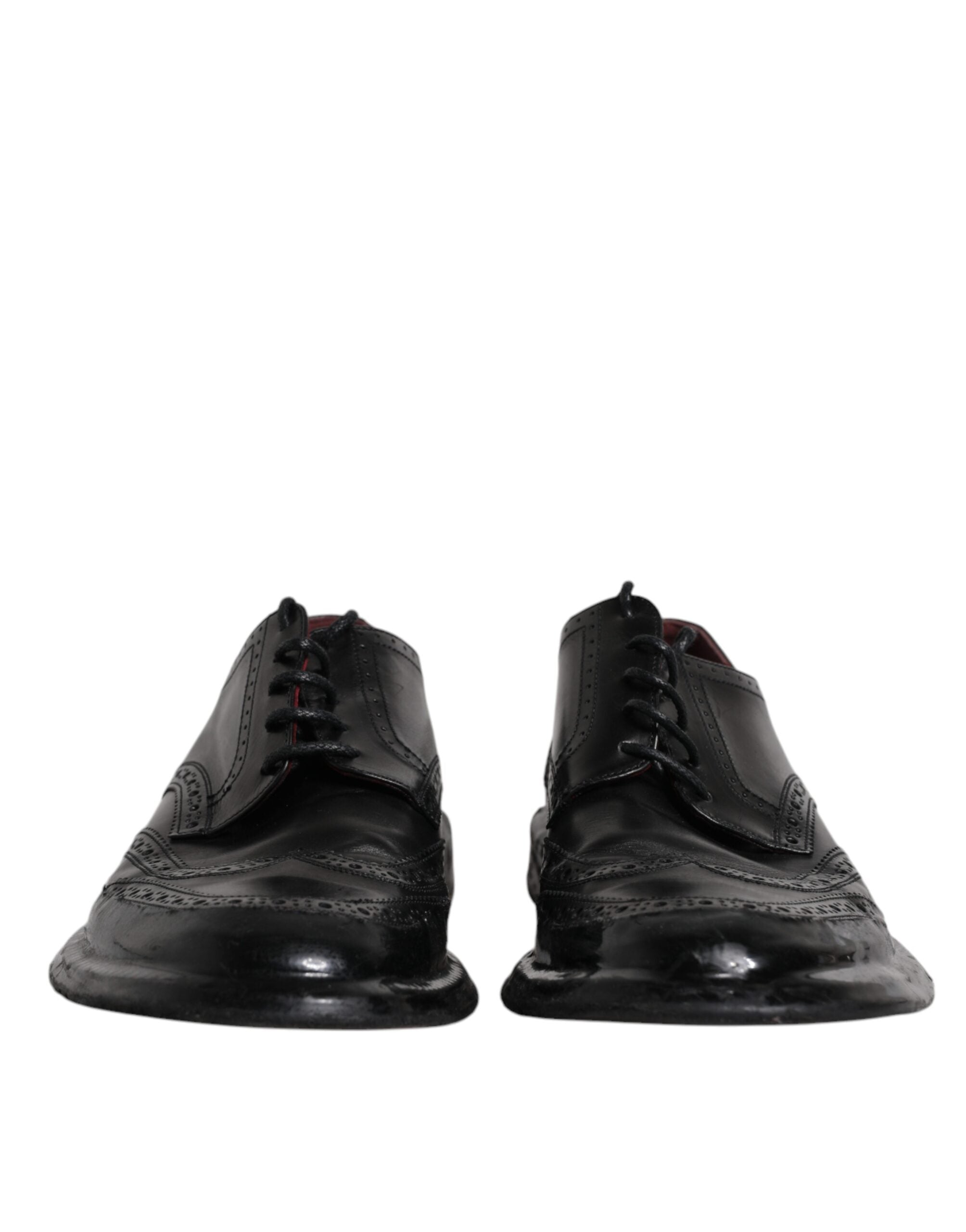 Dolce & Gabbana Schwarze Leder Derby Wingtip Formelle Schuhe