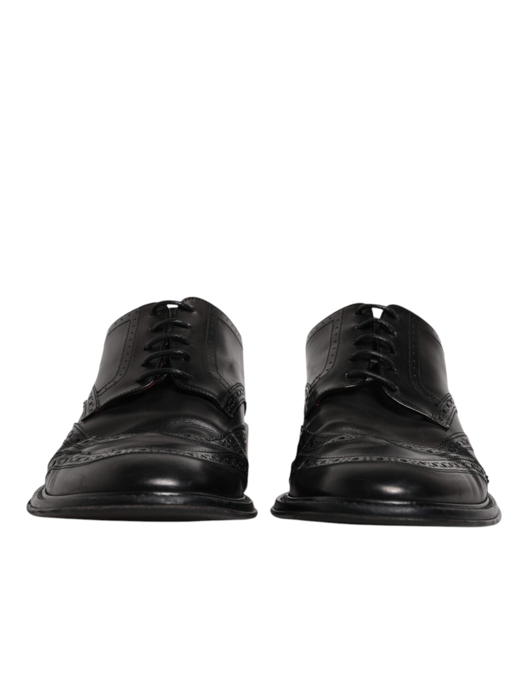 Dolce & Gabbana Schwarzes Leder Derby Wingtip Formelle Schuhe