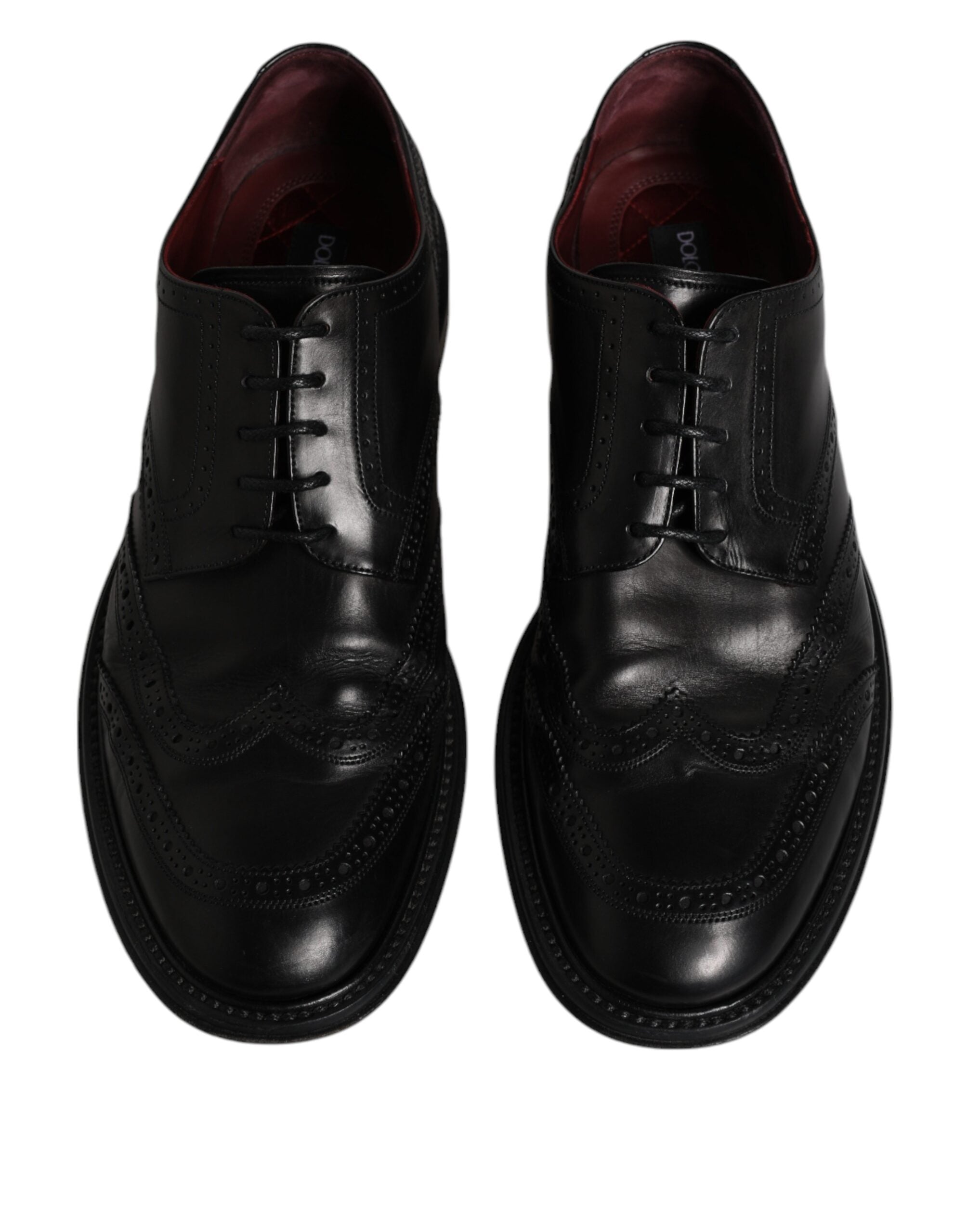 Dolce & Gabbana Schwarzes Leder Derby Wingtip Formelle Schuhe