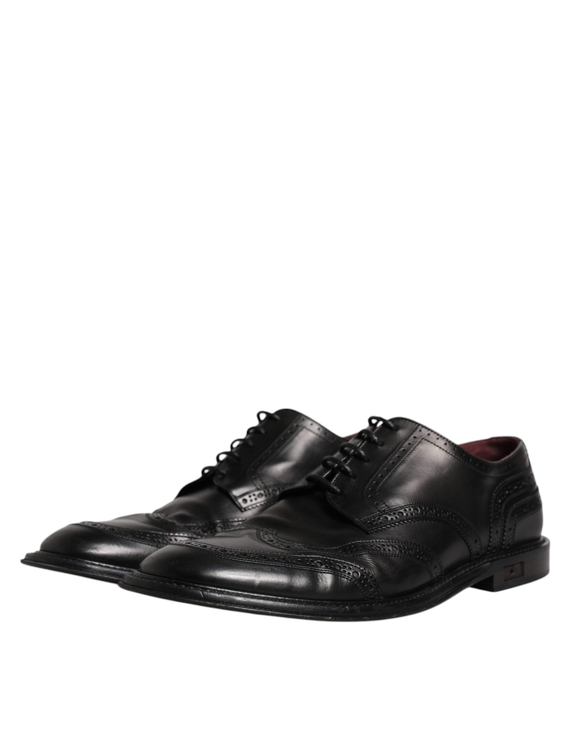 Dolce & Gabbana Schwarzes Leder Derby Wingtip Formelle Schuhe