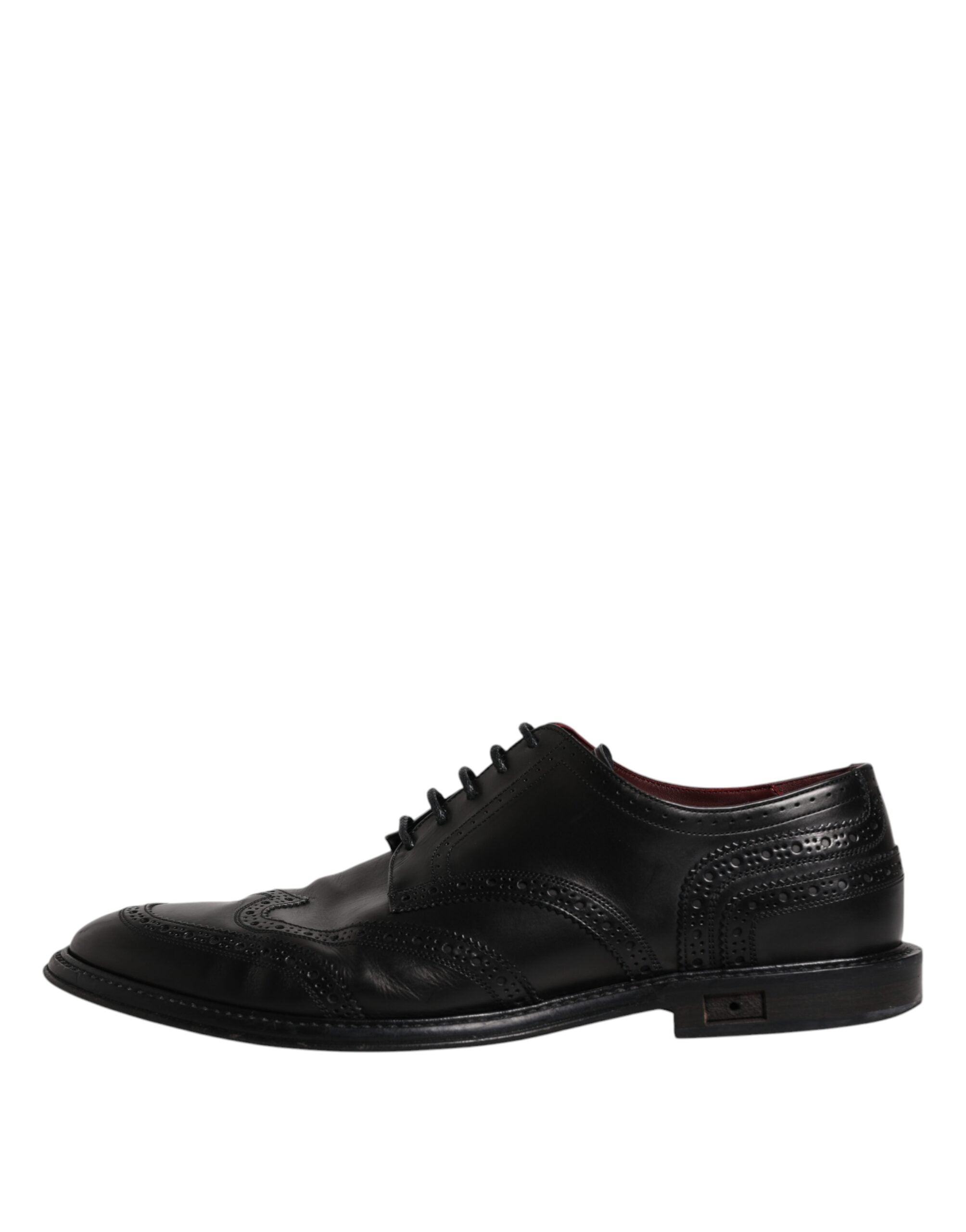 Dolce & Gabbana Schwarzes Leder Derby Wingtip Formelle Schuhe